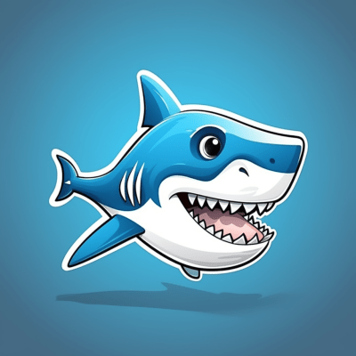 Cartoon shark with snorkel in vibrant minimalist illustration