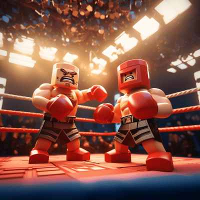 Roblox characters in an intense boxing match with a knockout