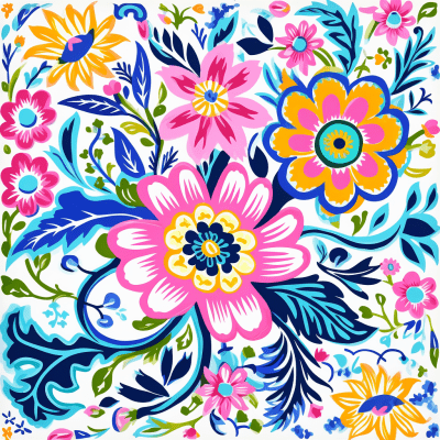 Vibrant Lilly Pulitzer inspired floral pattern with trendy colors
