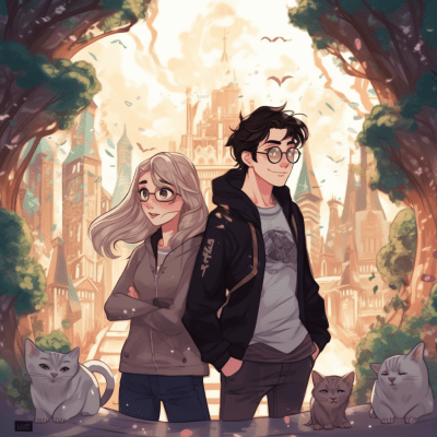 Two characters exploring a Star Wars meets Harry Potter world