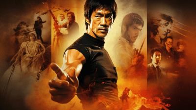 Energetic montage of Bruce Lee, Jackie Chan, and others performing Kung Fu