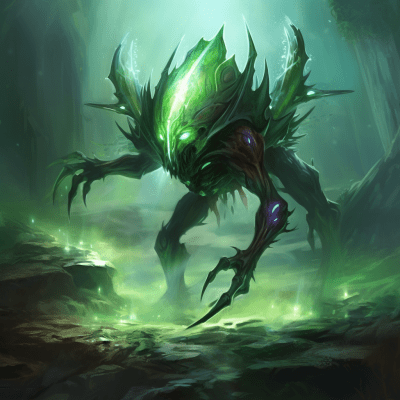 Fantasy style illustration of a glowing green germ creature
