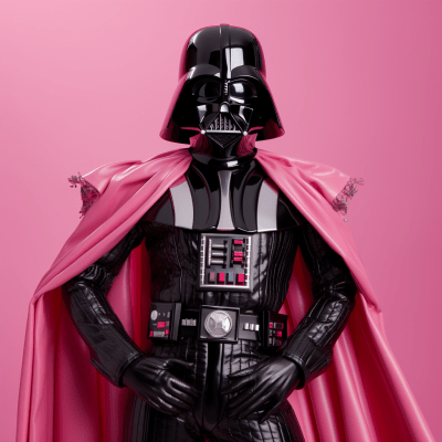 Darth Vader in K-pop Barbie pink style with a vibrant vibe
