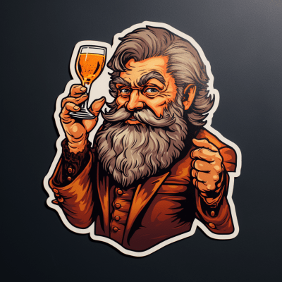 Playful artistic whiskey stickers with fun subtle variations