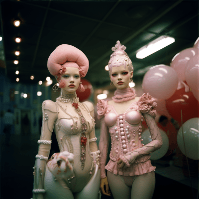 Whimsical show with Mark Ryden style and vintage Fujifilm tones