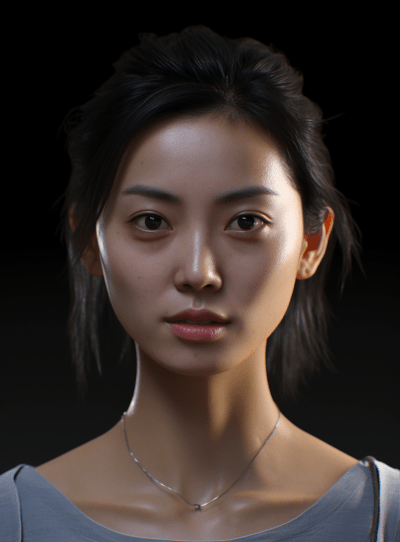 High-resolution 32k UHD gongbi-style model portrait with textural realism