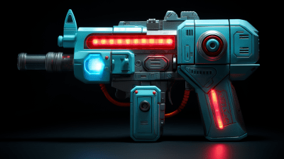 Whimsical Pixar-style robot made from a Nintendo console with neon lights