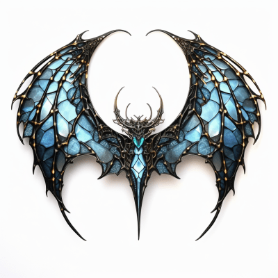 Gothic stained glass dragon wings with a dark atmosphere