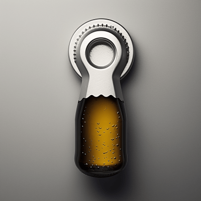 Stylized Beer Bottle Cap Popping Off with Metallic Texture