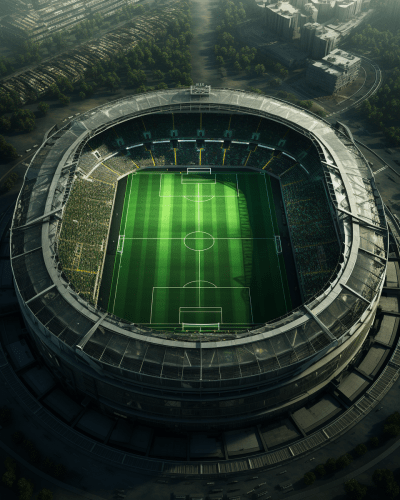 High-resolution 32k UHD football stadium image with green and black details