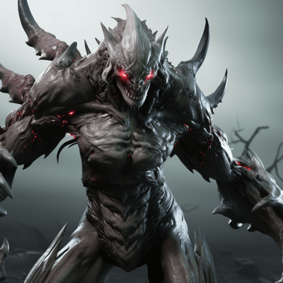 Terrifying female hybrid monster with bone weapons in Unreal Engine 5