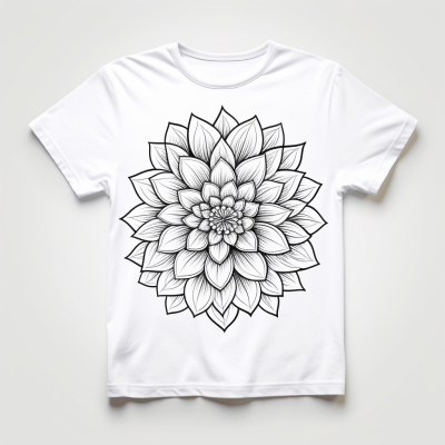 Minimalist line drawing of a flower for T-shirt design
