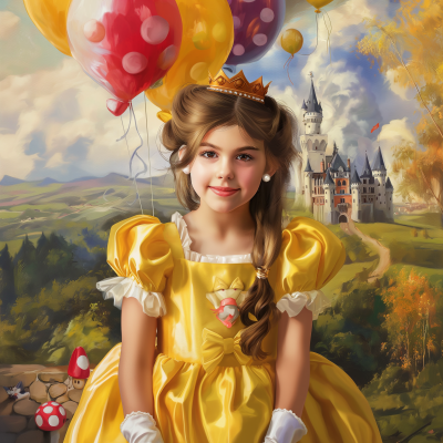 Young Smiling Princess in Yellow Dress
