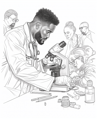 Doctor Examining Microscope