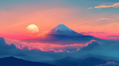 Sunset over a Mountain