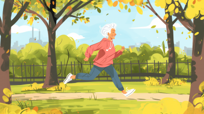 Elderly woman running in the park