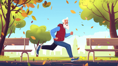 Elderly Man Running in the Park