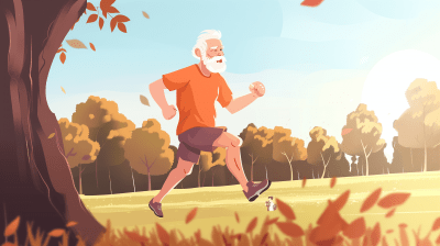 Elderly Man Running in Park
