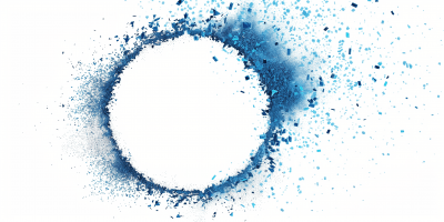 Blue Particles Circle on White Background