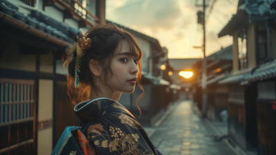Samurai Woman at Sunrise
