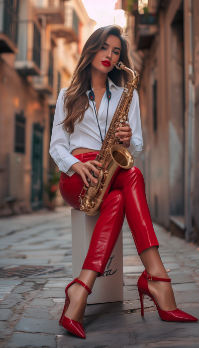 Urban Sunset Saxophone Player