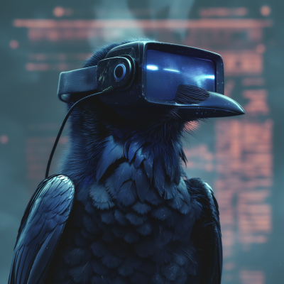 Crow in VR headset