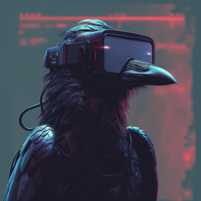 Cybernetic Crow in VR Headset