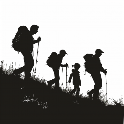 Hiking Family Silhouettes
