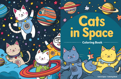 Cats in Space Book Cover Illustration