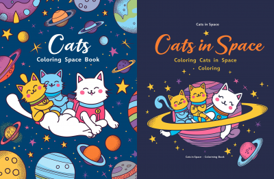 Cats in Space Book Cover Illustration