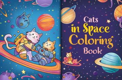 Vibrant and Enchanting Cats in Space Illustration