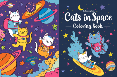 Enchanting Cats in Space Illustration