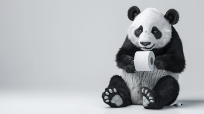 Realistic Panda Holding Toilet Roll