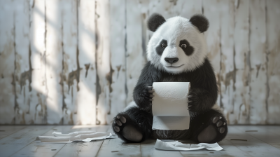 Realistic Panda with Toilet Roll