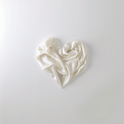 Silk Textile Heart Shape on White Background