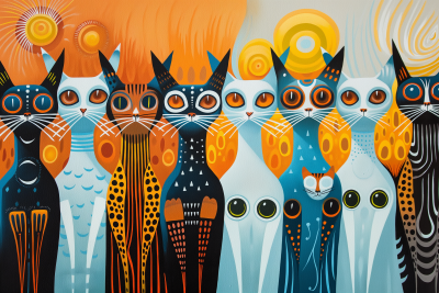 Colorful Cats Pop Art Composition