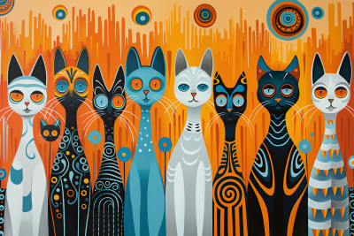 Colorful Pop Art Cats Composition