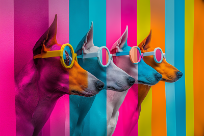 Colorful Pop Art Dogs Composition