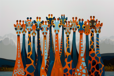 Giraffes in Pop Art Style