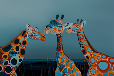 Giraffes in Pop Art Style
