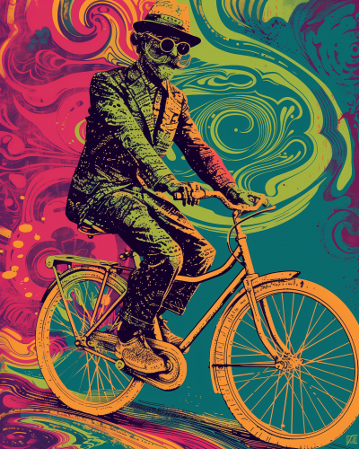 Psychedelic Bicycle Ride Illustration