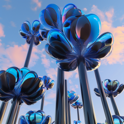 Blue and Black Flower Cacti