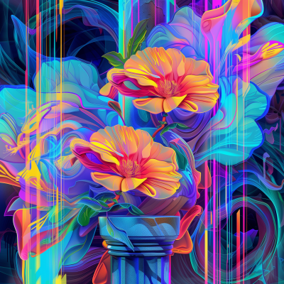 Surreal Neon Flowers
