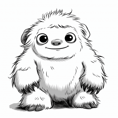 Adorable Yeti Line Drawing