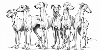 Greyhounds Line Art Cartoon