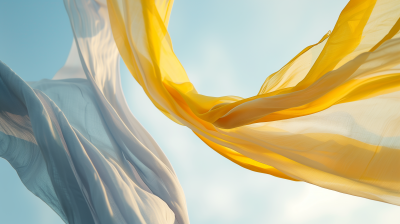 Flowing Cloth Ribbons in the Sky