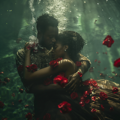 Aerial Cinematic Scene Underwater Embrace