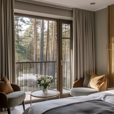 Modern Style Hotel Room in the Forest
