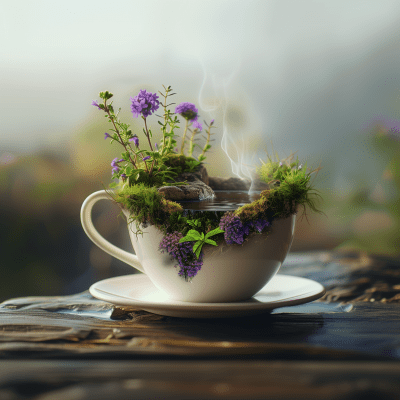 Surreal Miniature Landscape in a Tea Cup