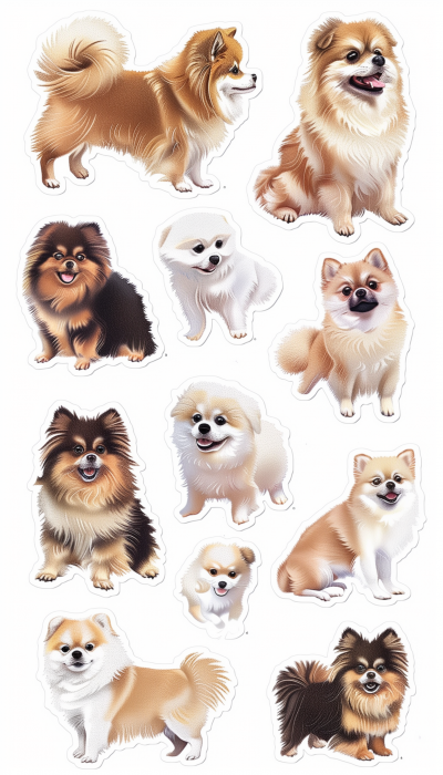 Pomeranian Dog Sticker Designs